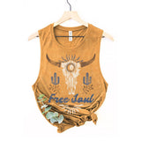 FREE SOUL GRAPHIC TANK TOP: Mineral Mustard / S-M-L-XL(1-2-2-1)