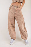 PL5346 - WASHED BARREL LONG PANTS: HAZELNUT / L