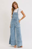 DENIM OVERALL WIDE-LEG JUMPSUIT : DENIM BLUE / Contemporary / S