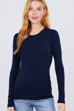 Long Sleeve Crew Neck Cotton Spandex Jersey Top: HCH-charcoal grey / S