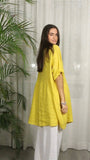 REF 25906 WIDE LINEN DRESS 100%: Yellow