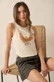 Freedom Flying Eagle Vintage-Wash Graphic Tank Top: White Smoke / S