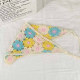 Cherry Strawberry Floral checkered Crochet Bandana -56colors: Flower08
