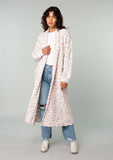 Speckled Shawl Collar Long Sleeve Knit Cardigan: Natural/Berry / S/M