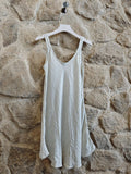 REF 2224  100% LINEN STRAP DRESS: Marrón