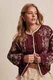 Embroidered Quilted Western Jacket LJ0260: Plum / M