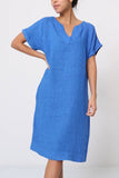 Short dress in 100% linen REF.3141: Rust / Unique