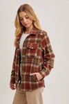 BUTTON DOWN PLAID SHACKET: GREY COMBO / M