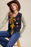 Bow-Tie Floral Knit Vest LSW1008: Pecan / S