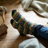 LUGA Unisex Waste Wool House Socks S/M/L: Multi Ocean Blue / UK6-8