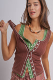 Ribbed Cotton Button-Front Picot Trim Tank: White / S-2/M-2/L-2