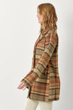 60383 Double Breast Plaid Jacket: Maple Mix / L