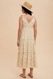 TIERED TIE STRAP MIDI DRESS: GOLDEN POPPY / S