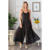 WASHED KEYHOLE BACK DETAILED WIDE LEG ROMPER: DOLPHIN / S-M-L-XL(2-2-2-2)
