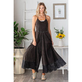 WASHED KEYHOLE BACK DETAILED WIDE LEG ROMPER: DOLPHIN / S-M-L-XL(2-2-2-2)