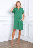 Short dress in 100% linen REF.3141: Rust / Unique