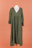 3382C PREMIUM LINEN LONG DRESS: ROUILLE