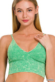 Washed Ribbed Seamless Bra Padded Tank Top: ASH BLACK / 3-3 (S/M-L/XL)