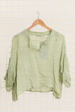 Linen top v-neck 23100 100% linen: Lillas