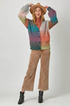 60882 Button Down Rainbow Cardigan: Rainbow / Medium