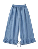 4029 WIDE LINEN PANTS WITH EYELET EMBROIDERY: Orange