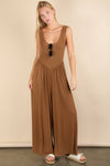 NP70810-Casual Ribbed Knit Sleeveless Jumpsuit: BLACK / S-M-L/2-2-2