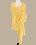 JC021037 Soft Crinkle Gauze Scarf – Boho Lightweight Shawl, Vintage Washed Wrap with Raw Fringe Edges: Beige