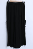 Mid-Length Linen Pants 20570: Black