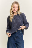 CESW4190- RIBBED TEXTURED KNIT SWEATER: KHAKI / S-M-L(2-2-2)