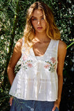 EMBROIDERED LINEN VEST: White / M