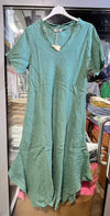 100% Linen Dress REF. 3647: Khaki