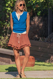 Raw Edge Ribbed Henley Tank: MINT / S-M-L:2-2-2