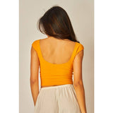 Solid Seamless Deep Scoop Back Tank Top: BLACK / SM
