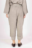 Mid-Length Linen Pants 20570: Black