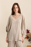 Blouse in 50% linen and 50% cotton REF. 4652: White