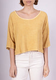 1973 women's crop top in cotton-linen,: PERSIMMON