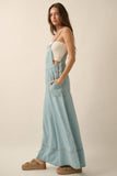 Denim Wide-Leg Overall Jumpsuit: LT CHAMBRAY / S