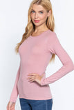 Long Sleeve Crew Neck Cotton Spandex Jersey Top: HCH-charcoal grey / L