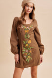 COTTON EMBROIDERED MINI DRESS: CEDAR / S