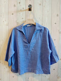 REF 12104 BLOUSE SHIRT COLLAR 100% LINEN: BEIGE