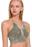 Washed Seamless rib snap button crop tank: RUST-165371 / S/M