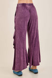 Mineral Washed Wavy Ruffle Cropped Pants HP7051: Ashed Black / S-M-L / 2-2-2