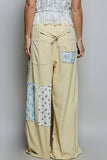 Patchwork Detail Denim Straight Fit Pants: DENIM MULTI / S