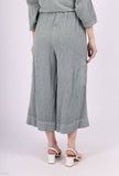 Mid-Length Linen Pants 20570: Black