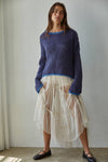 W1919 | Knit Sweater Pullover Top With Contrast Hems Detail: Ivory Grey / L