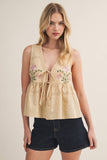 EMBROIDERED LINEN VEST: White / L
