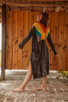 Sun Ray Cardigan, Cotton Earthy Hippie Boho Style Duster: Earthy / XL