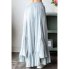 WASHED WIDE LEG RUFFLED HEM PANTS: BLACK / S-M-L-XL(2-2-2-2)