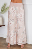 COTTONWAISTBAND FLORAL WIDE LEG PANTS(8730-FLORAL-BLS): LARGE