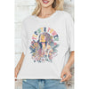 FLOWER POWER GRAPHIC CROP TEE: IVORY / S-M-L(2-2-2)